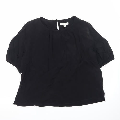 Marks and Spencer Women Black Silk Chiffon Blouse Size 16