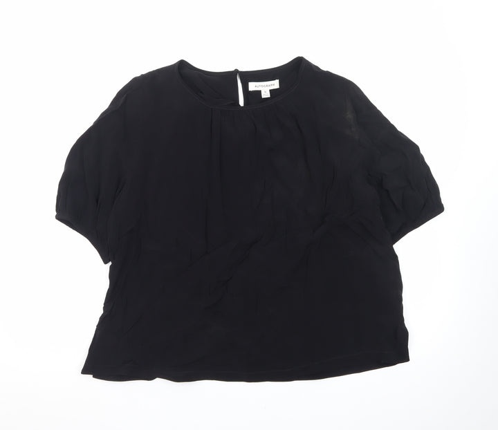Marks and Spencer Women Black Silk Chiffon Blouse Size 16
