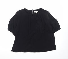 Marks and Spencer Women Black Silk Chiffon Blouse Size 16