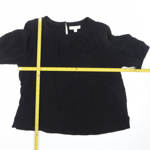Marks and Spencer Women Black Silk Chiffon Blouse Size 16