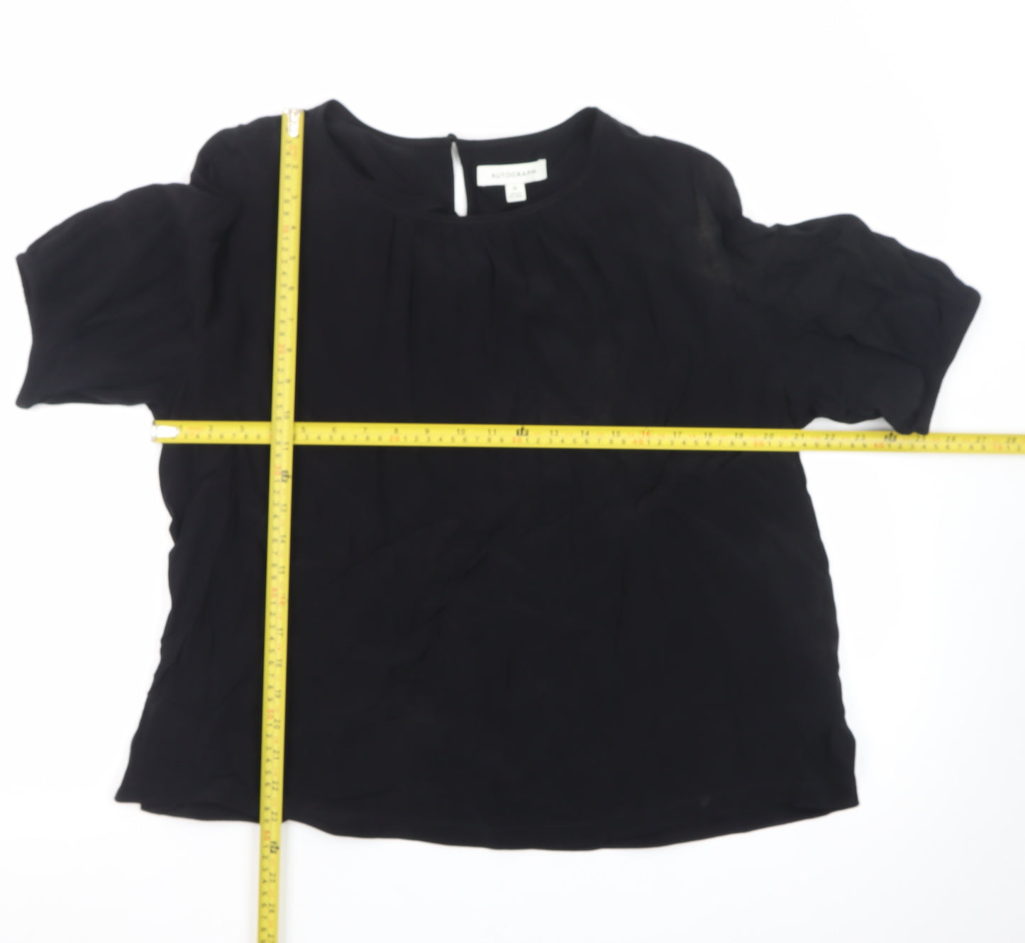 Marks and Spencer Women Black Silk Chiffon Blouse Size 16