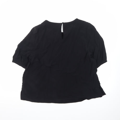 Marks and Spencer Women Black Silk Chiffon Blouse Size 16