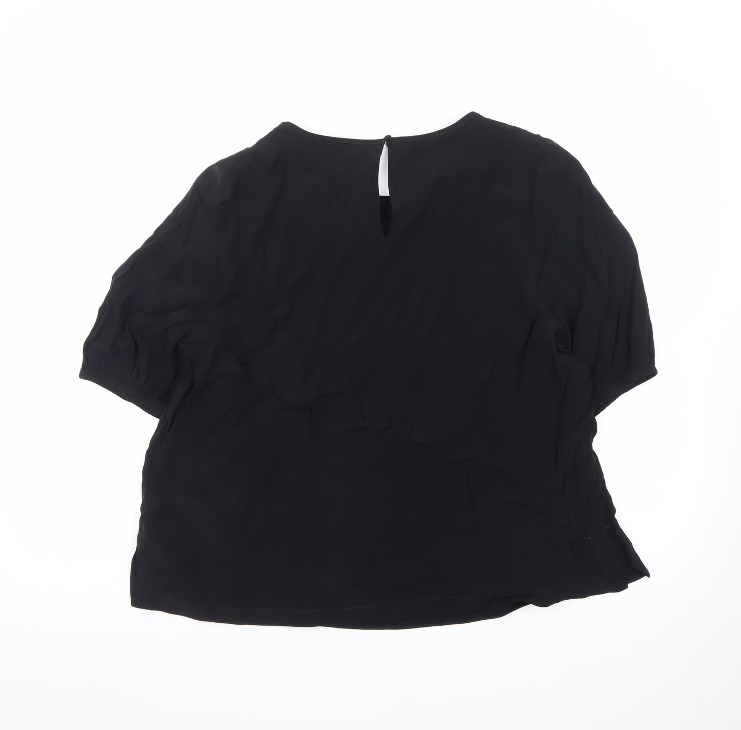 Marks and Spencer Women Black Silk Chiffon Blouse Size 16