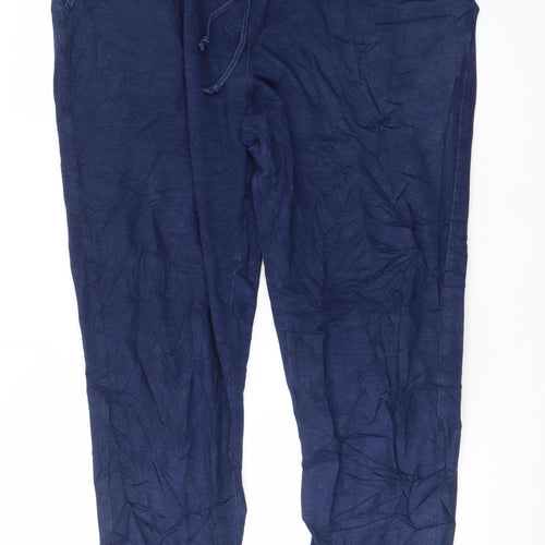 Marks and Spencer Women Blue Linen Relaxed Trousers Size 16