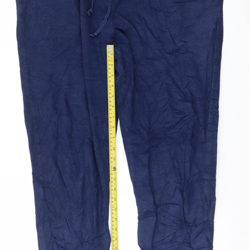 Marks and Spencer Women Blue Linen Relaxed Trousers Size 16