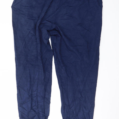 Marks and Spencer Women Blue Linen Relaxed Trousers Size 16