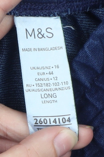 Marks and Spencer Women Blue Linen Relaxed Trousers Size 16