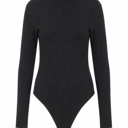 Missguided Women’s Black Ribbed Roll Neck Bodysuit Size 8 Long Sleeve