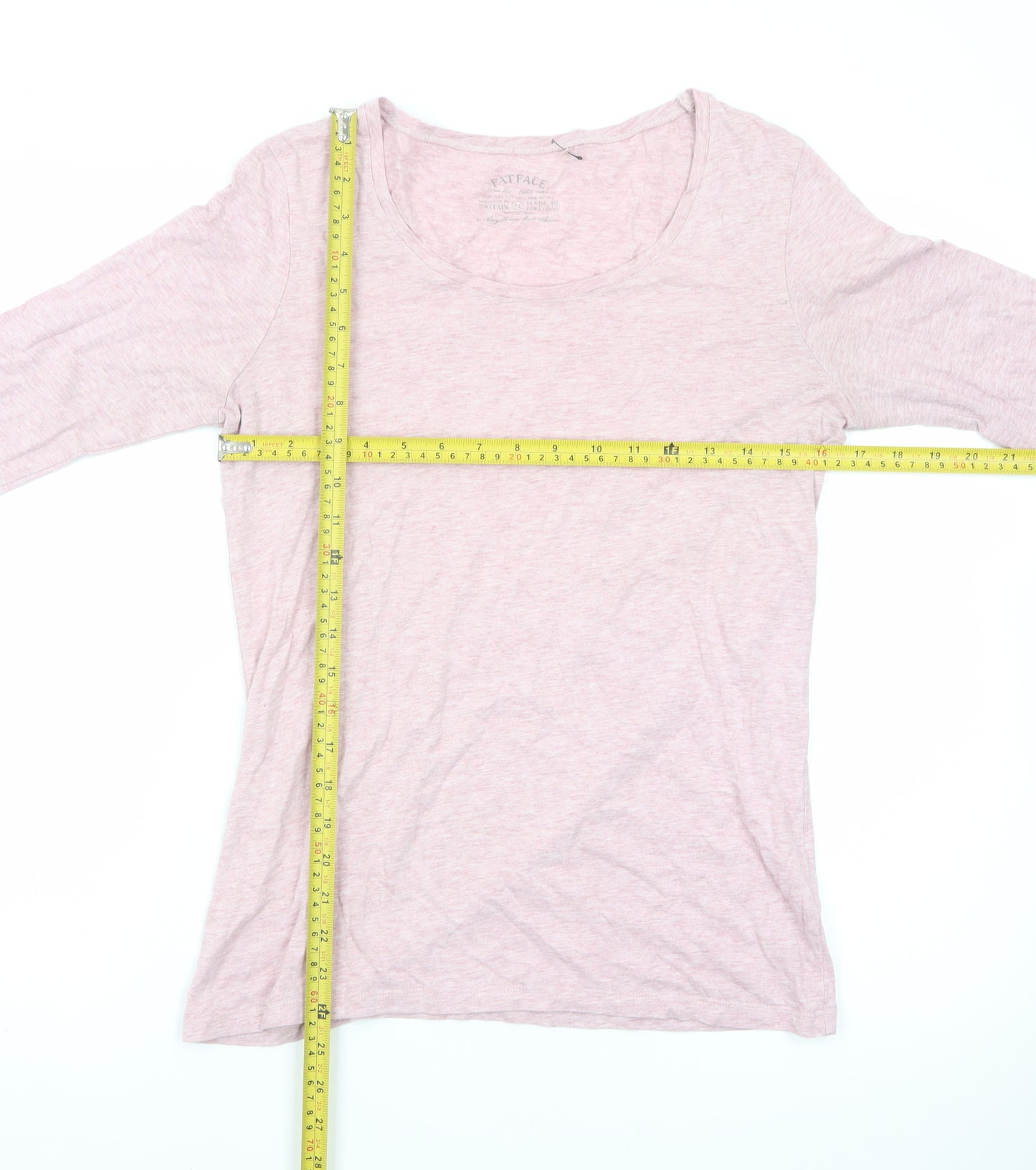 FatFace Women's Pink 3/4 Sleeve Cotton Jersey T-Shirt Size 12