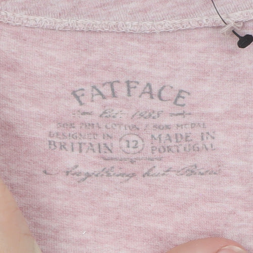 FatFace Women's Pink 3/4 Sleeve Cotton Jersey T-Shirt Size 12