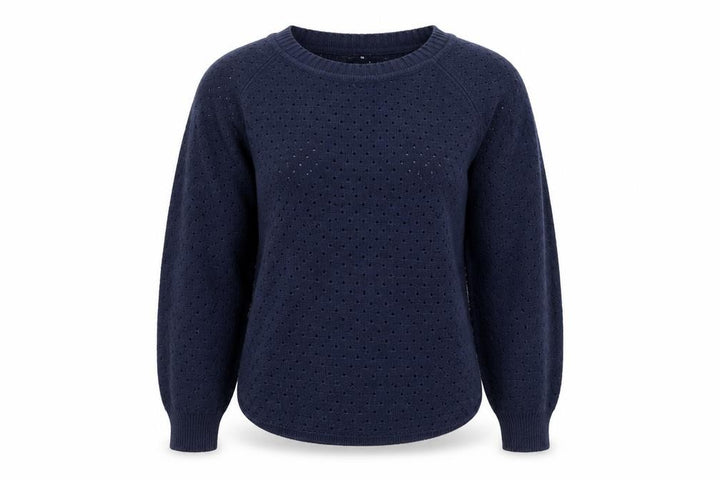 French Connection Women Blue M Open-Knit Cotton Jumper