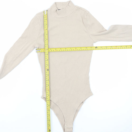 Forever 21 Women's Beige Mock Neck Long Sleeve Bodysuit Size S