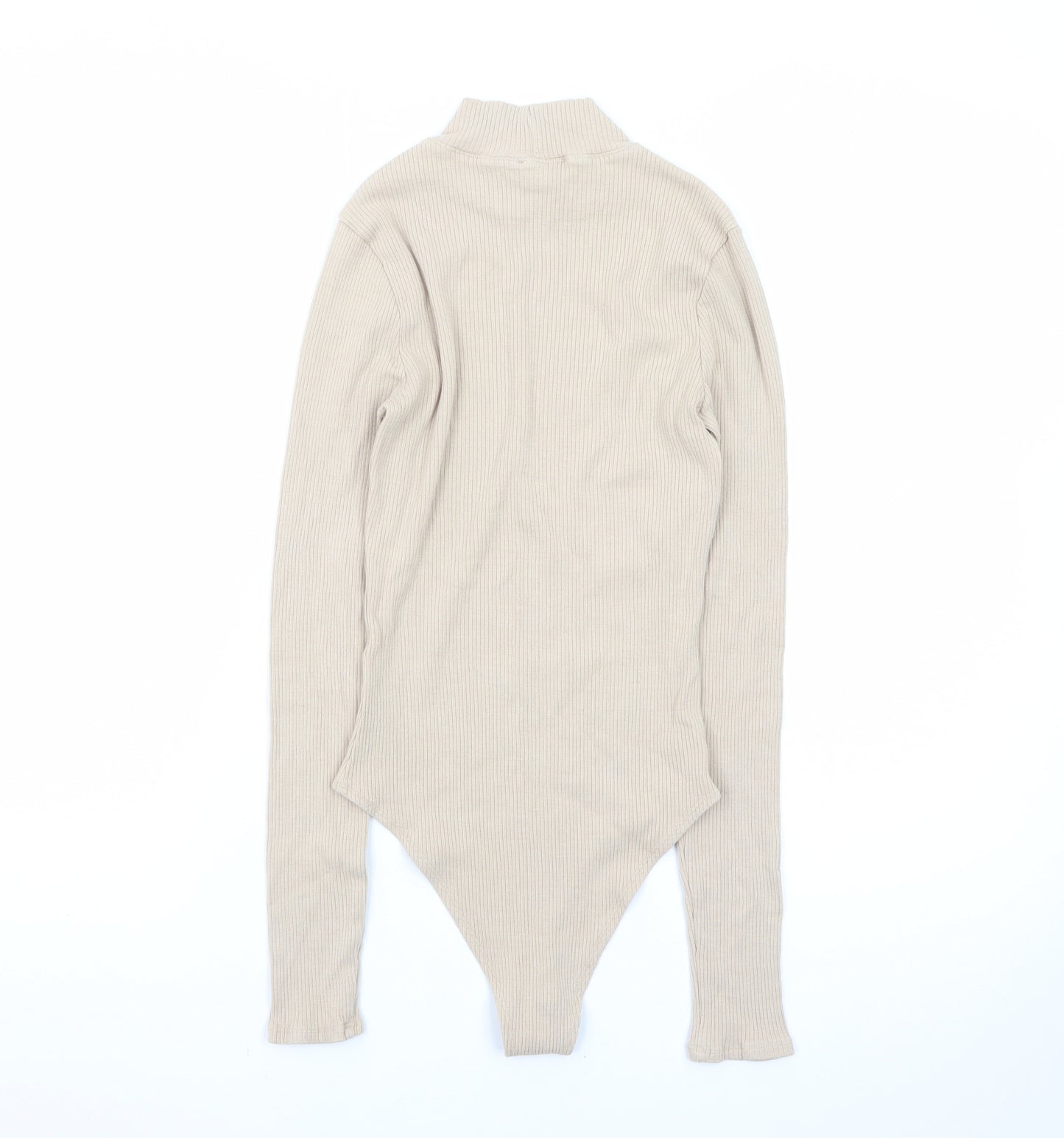 Forever 21 Women's Beige Mock Neck Long Sleeve Bodysuit Size S
