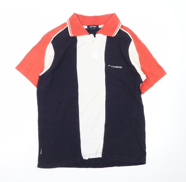 CONS Men's Colourblock Navy Red Polo Shirt Size L Cotton Classic Fit