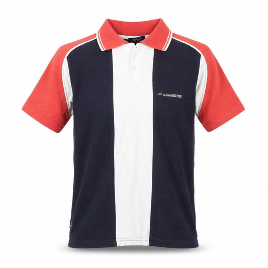 CONS Men's Colourblock Navy Red Polo Shirt Size L Cotton Classic Fit