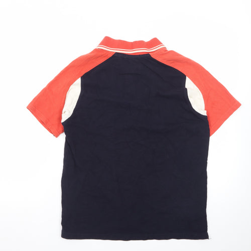 CONS Men's Colourblock Navy Red Polo Shirt Size L Cotton Classic Fit