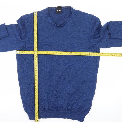 Hugo Boss Men's Blue Wool Crew Neck Pullover Jumper L