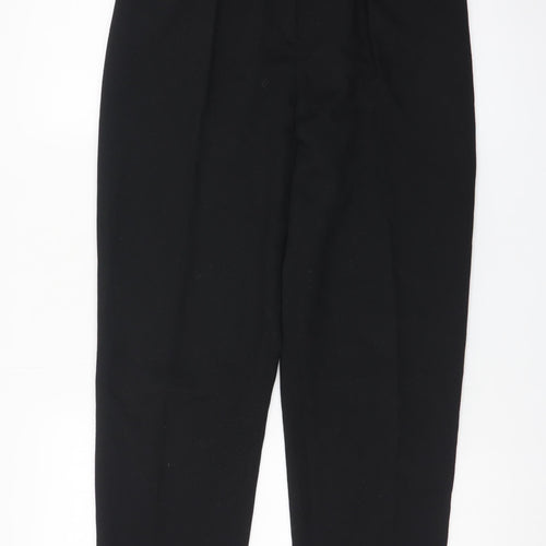 Viyella Petite Womens Black Wool Blend Pleated Tapered Trousers UK 8