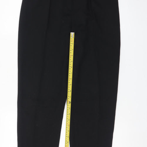 Viyella Petite Womens Black Wool Blend Pleated Tapered Trousers UK 8