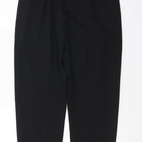 Viyella Petite Womens Black Wool Blend Pleated Tapered Trousers UK 8