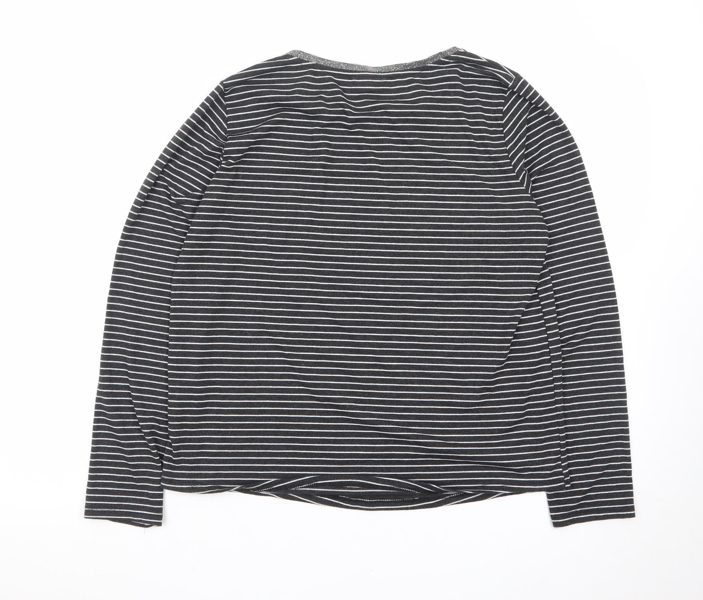 Nocozo Womens Black Striped Sequin Bird Long Sleeve T-Shirt UK 14