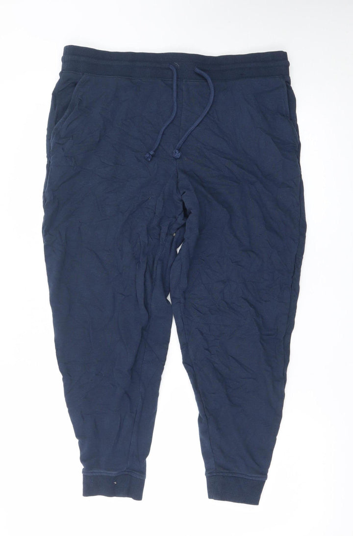 Marks and Spencer Men's Navy Joggers Size L Cotton Blend Casual