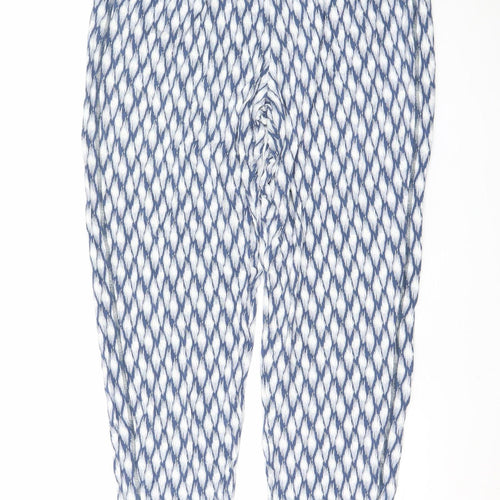 Marks and Spencer Women Blue Geometric Tapered Trousers Size 14