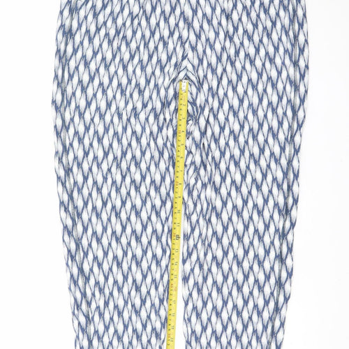 Marks and Spencer Women Blue Geometric Tapered Trousers Size 14