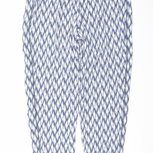 Marks and Spencer Women Blue Geometric Tapered Trousers Size 14