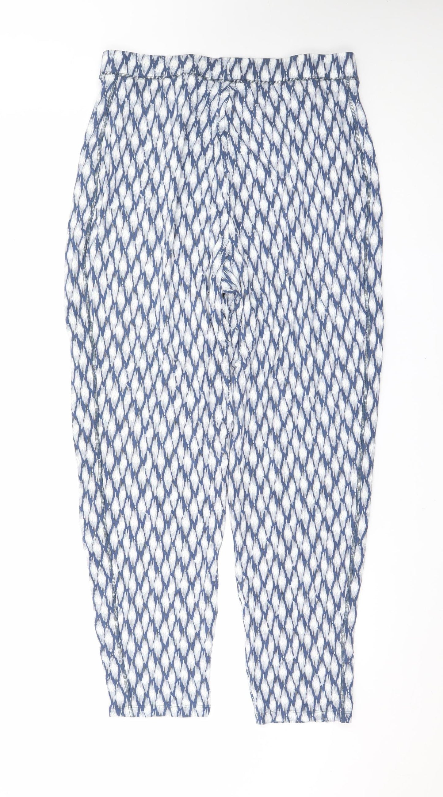 Marks and Spencer Women Blue Geometric Tapered Trousers Size 14