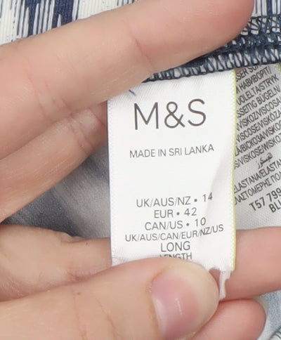 Marks and Spencer Women Blue Geometric Tapered Trousers Size 14