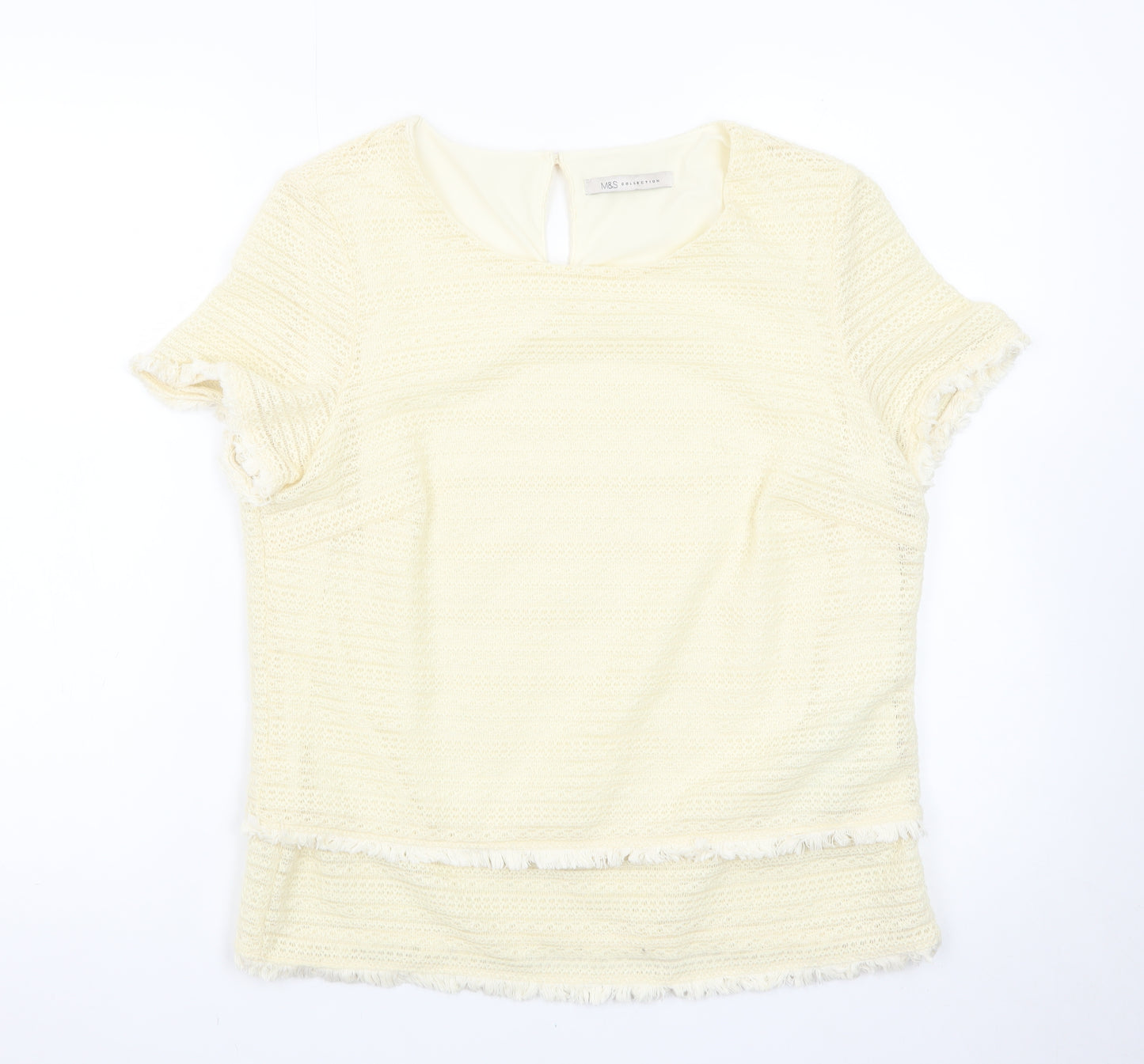 Marks and Spencer Women’s Ivory Short Sleeve Knit Pullover Jumper Size 14