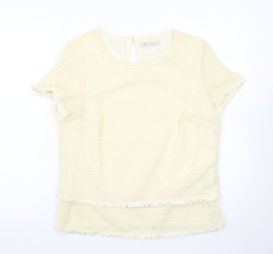 Marks and Spencer Women’s Ivory Short Sleeve Knit Pullover Jumper Size 14