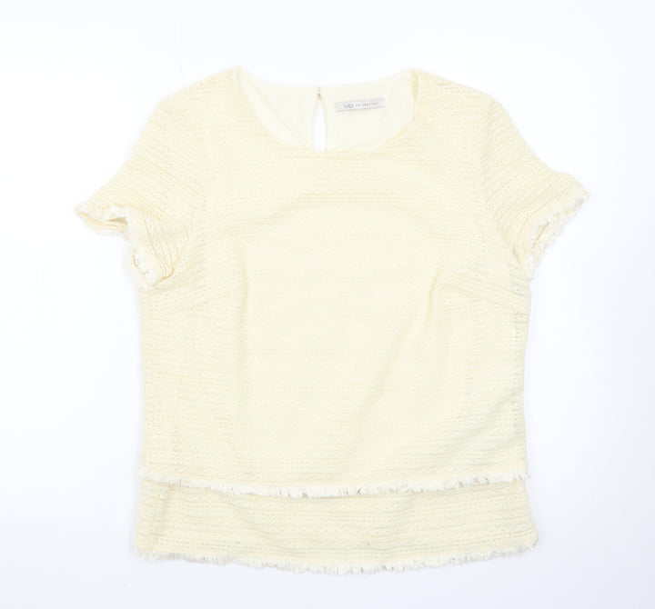 Marks and Spencer Women’s Ivory Short Sleeve Knit Pullover Jumper Size 14