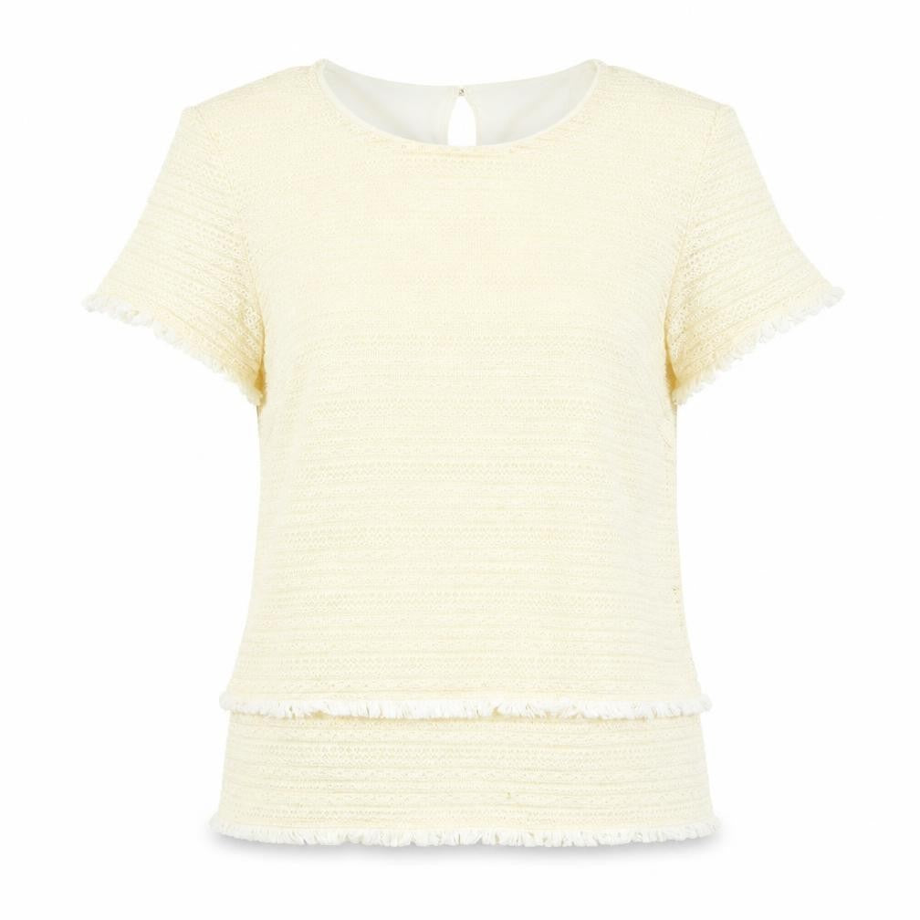 Front view of Marks & Spencer Women’s Ivory Short Sleeve Knit jumper, size UK 14