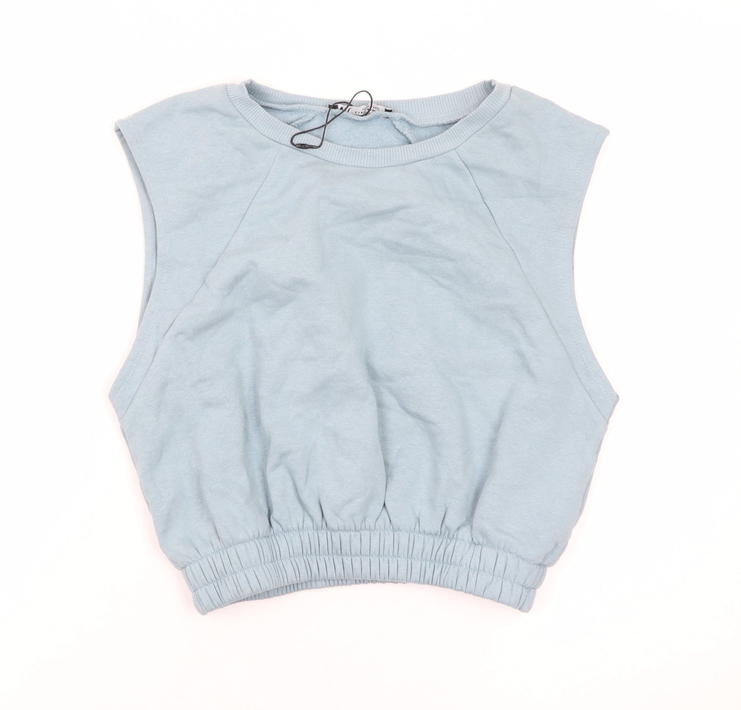 Zara Women Blue Cropped Sleeveless Cotton Tank Top Size 8