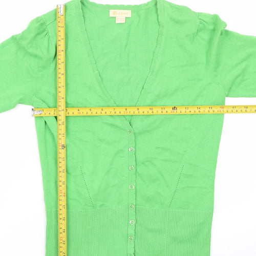 Monsoon Women Green Cotton V-Neck Button Cardigan Size 12