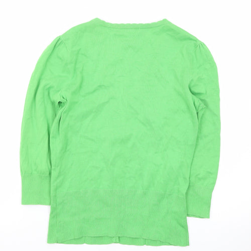 Monsoon Women Green Cotton V-Neck Button Cardigan Size 12