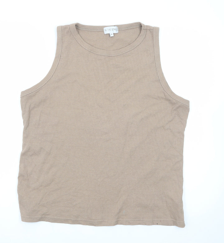 In The Style Women's Beige Sleeveless Tank Top Size 20