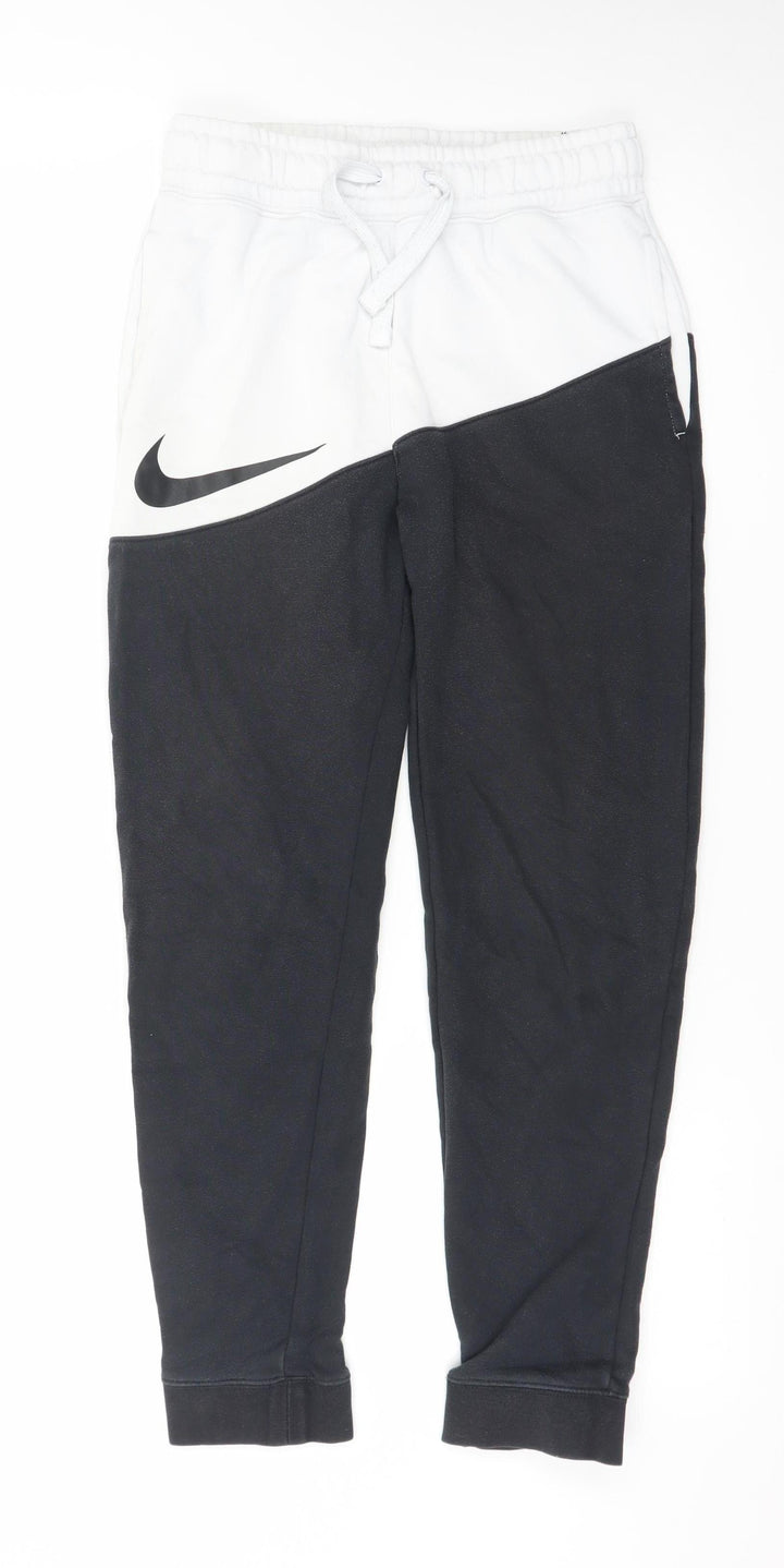 Nike Boys Black & White Colourblock Jogger Trousers Size 12 Years