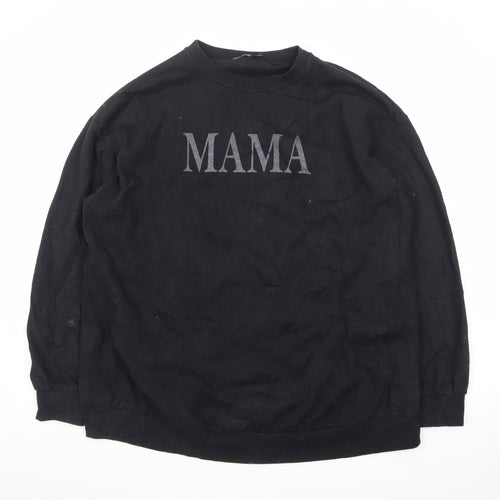 Boohoo Unisex Black 'MAMA' Graphic Pullover Sweatshirt Size L