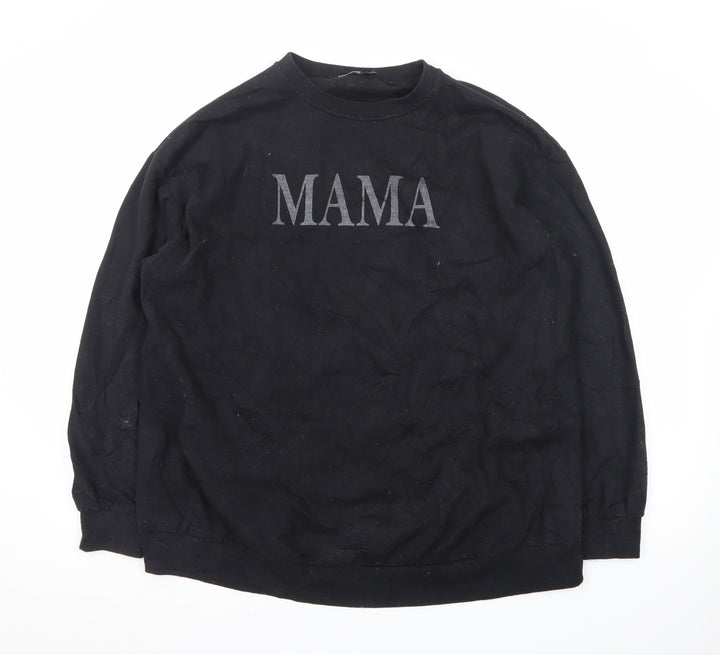 Boohoo Unisex Black 'MAMA' Graphic Pullover Sweatshirt Size L