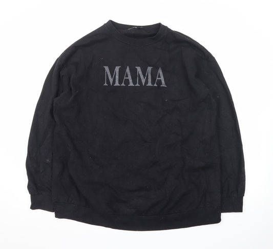 Boohoo Unisex Black 'MAMA' Graphic Pullover Sweatshirt Size L