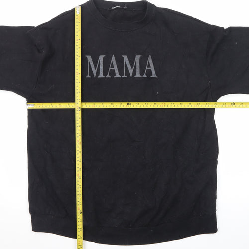 Boohoo Unisex Black 'MAMA' Graphic Pullover Sweatshirt Size L