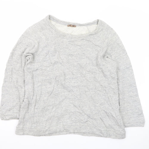 Jigsaw Womens Grey Long Sleeve Cotton Basic T-Shirt Size S