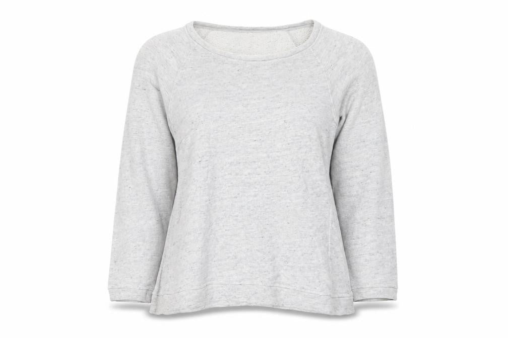 Front view of Jigsaw women’s grey long sleeve cotton basic t-shirt, size S