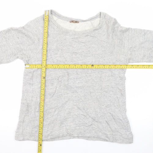 Jigsaw Womens Grey Long Sleeve Cotton Basic T-Shirt Size S