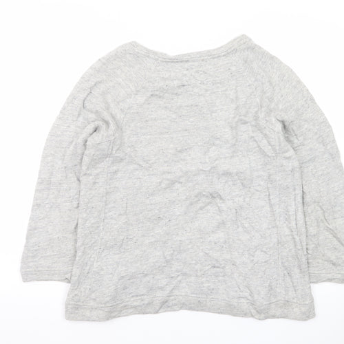 Jigsaw Womens Grey Long Sleeve Cotton Basic T-Shirt Size S