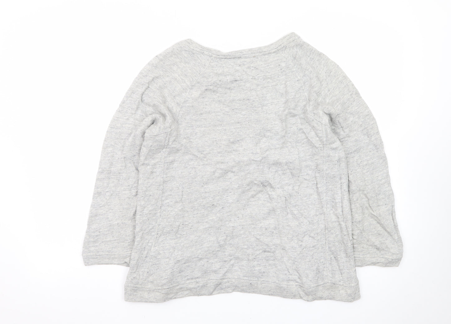 Jigsaw Womens Grey Long Sleeve Cotton Basic T-Shirt Size S
