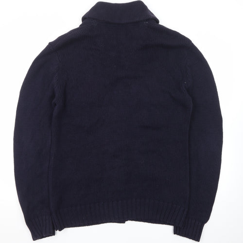 Linea Men's Blue Chunky Knit Cotton Cardigan M